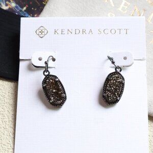 Kendra Scott Lee Gunmetal Earrings Black Drusy NEW